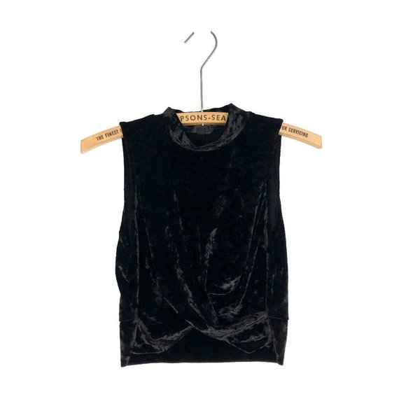 TOPSHOP Crushed Velvet Twist Front Cropped Top - Picture 1 of 6
